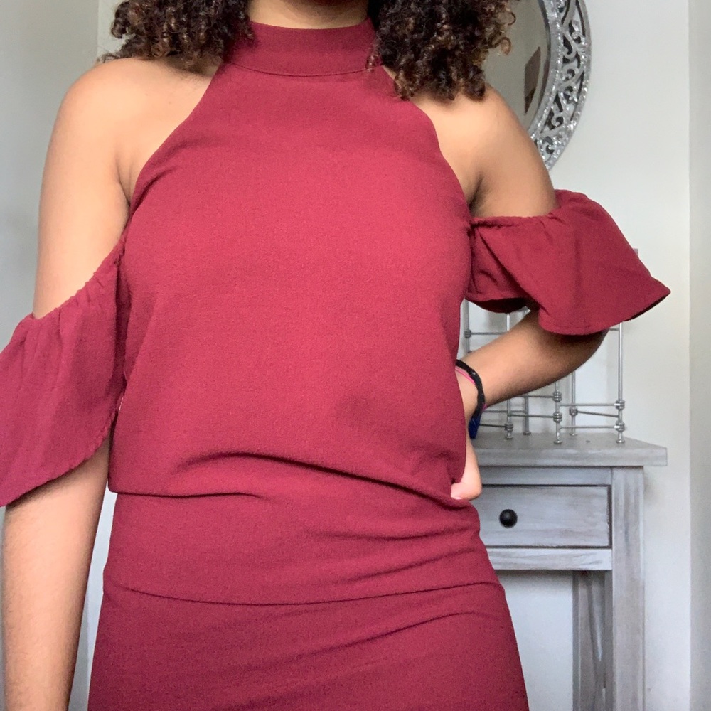 burgundy formal dress